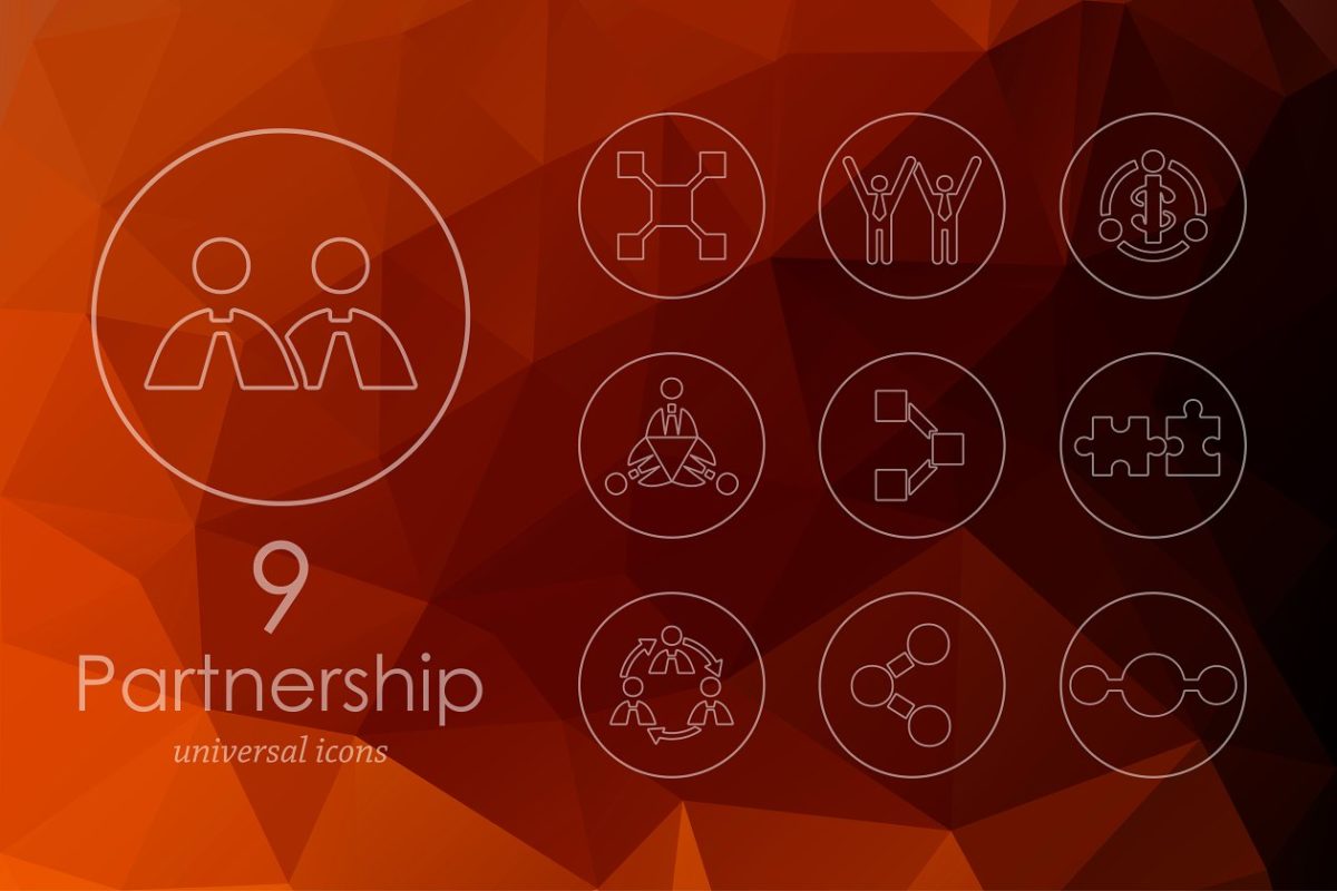 合作伙伴图标素材 9 Partnership line icons