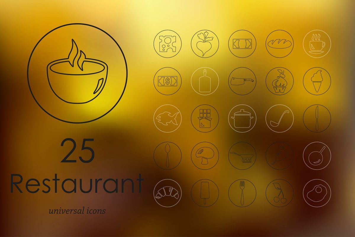 餐厅矢量图标素材 25 restaurant icons