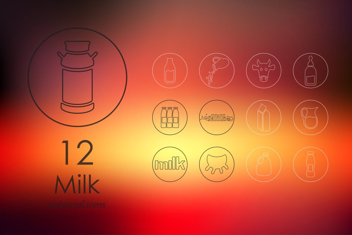 牛奶图标素材 12 milk line icons