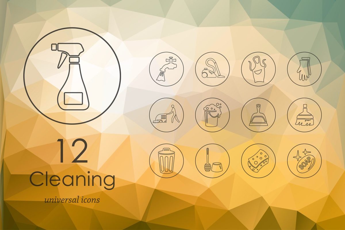打扫卫生材料图标素材 12 cleaning icons