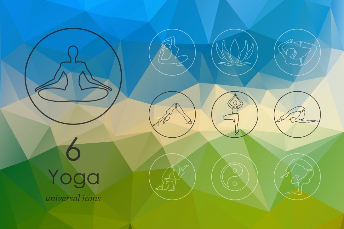 瑜伽图标素材 6 yoga icons