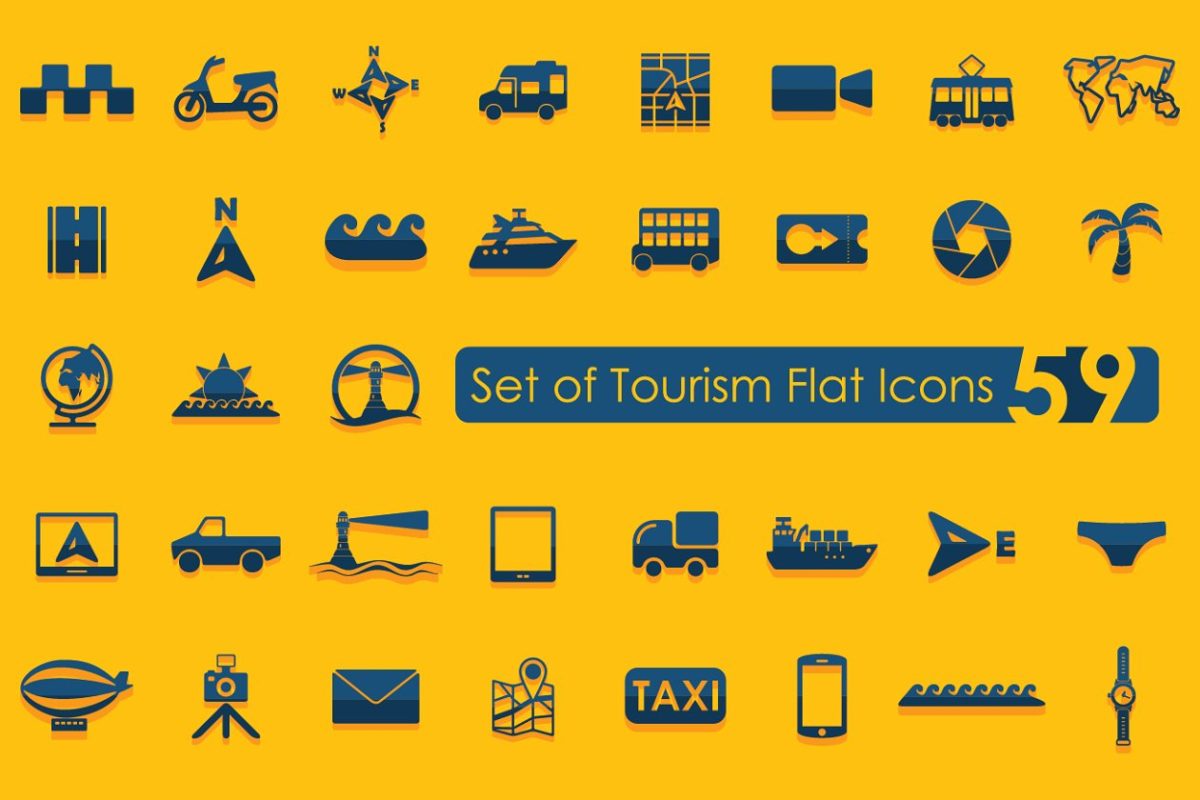 交通矢量图标素材 59 TOURISM icons