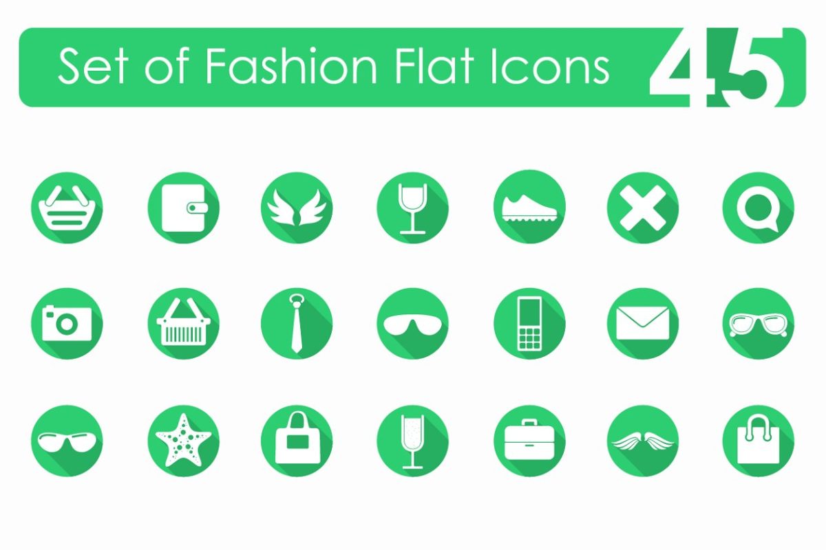 时尚元素图标素材 45 fashion flat icons