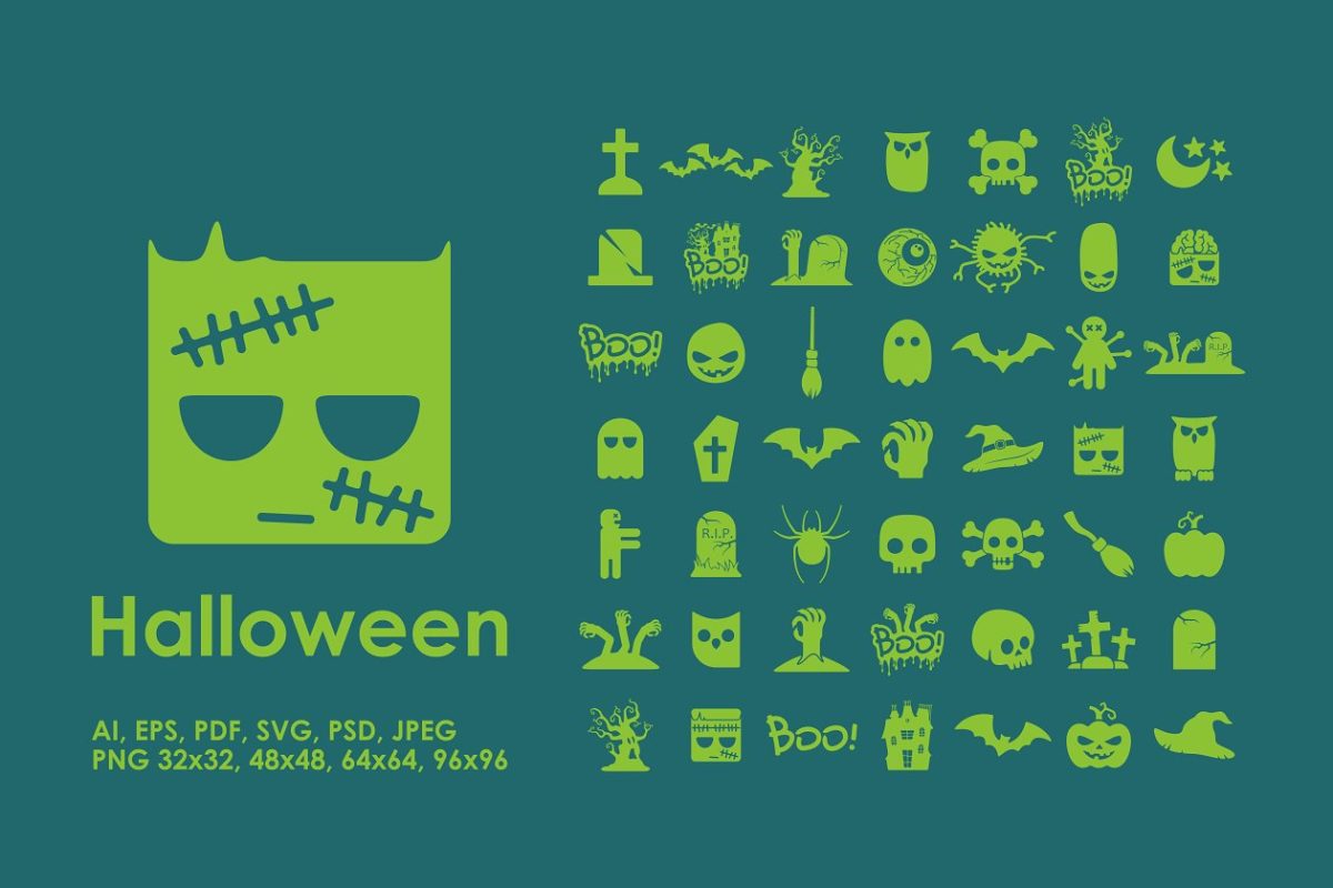 万圣节矢量图标 49 Halloween simple icons