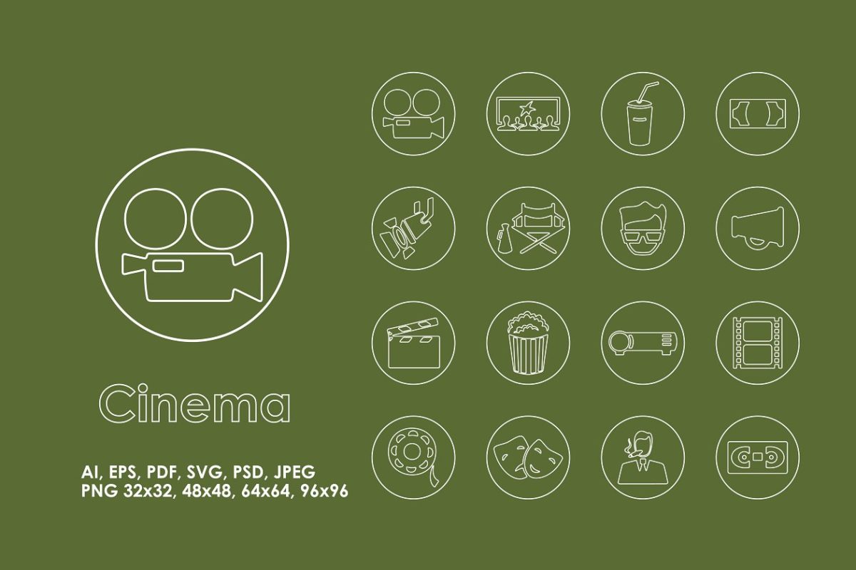 16个电影相关图标 16 Cinema icons
