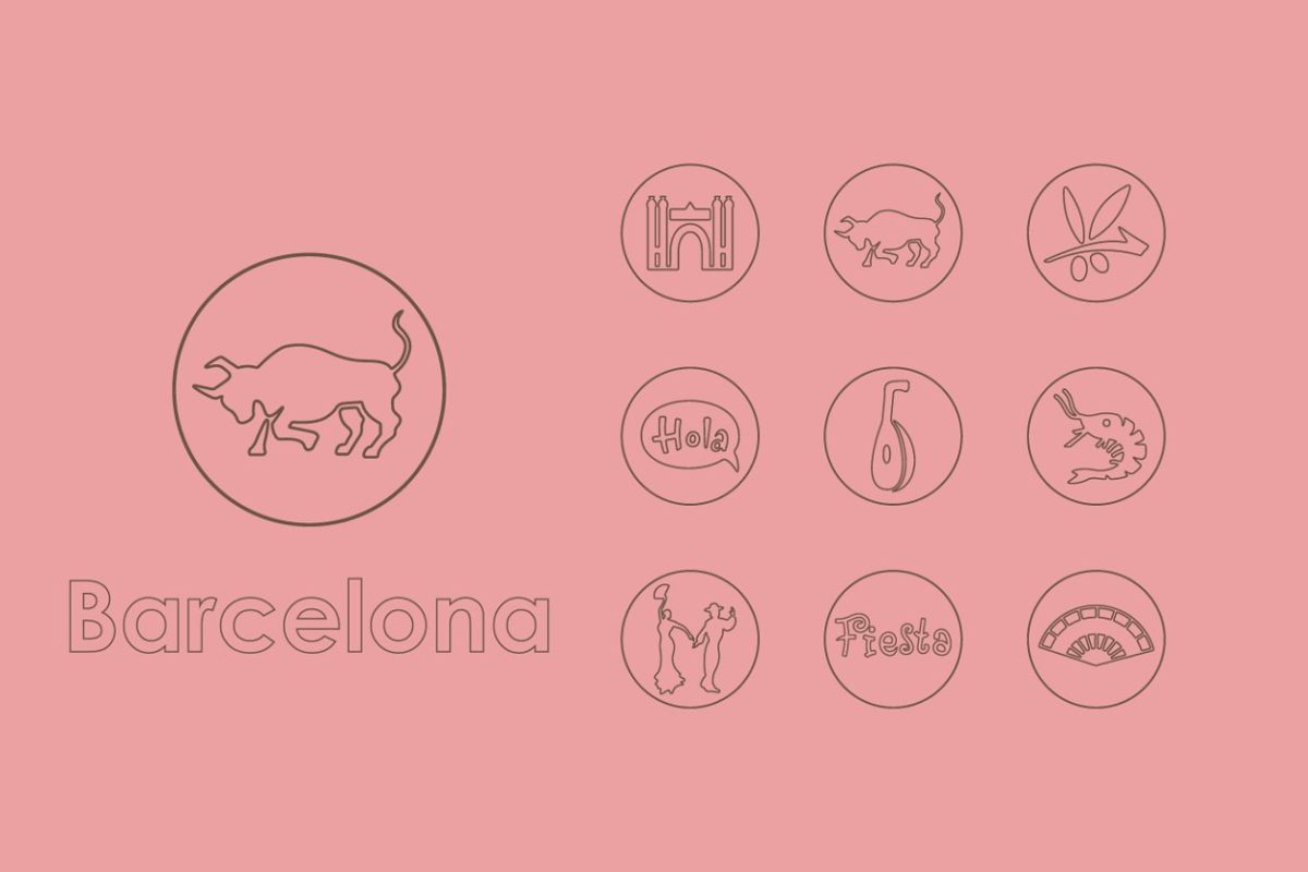 巴塞罗那图标素材 Set of Barcelona simple icons