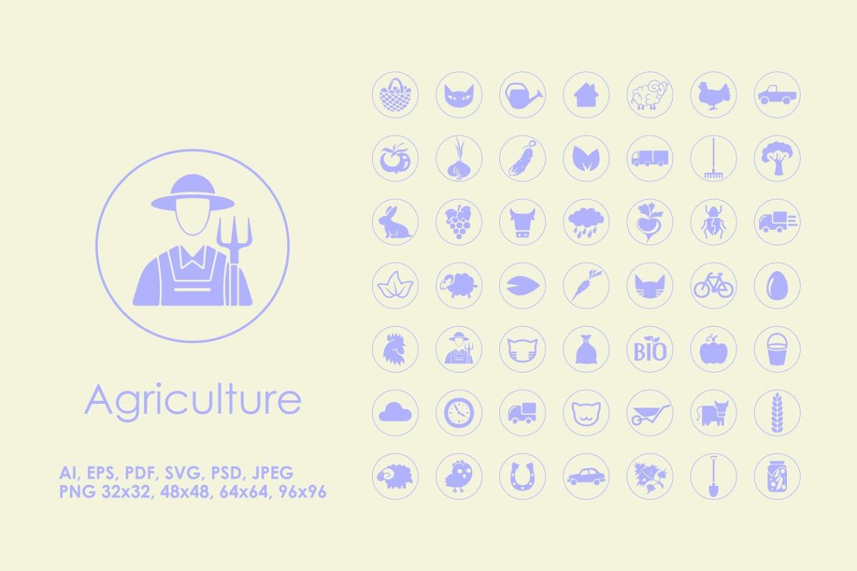 简单的农业矢量图标大全 49 Agriculture simple icons