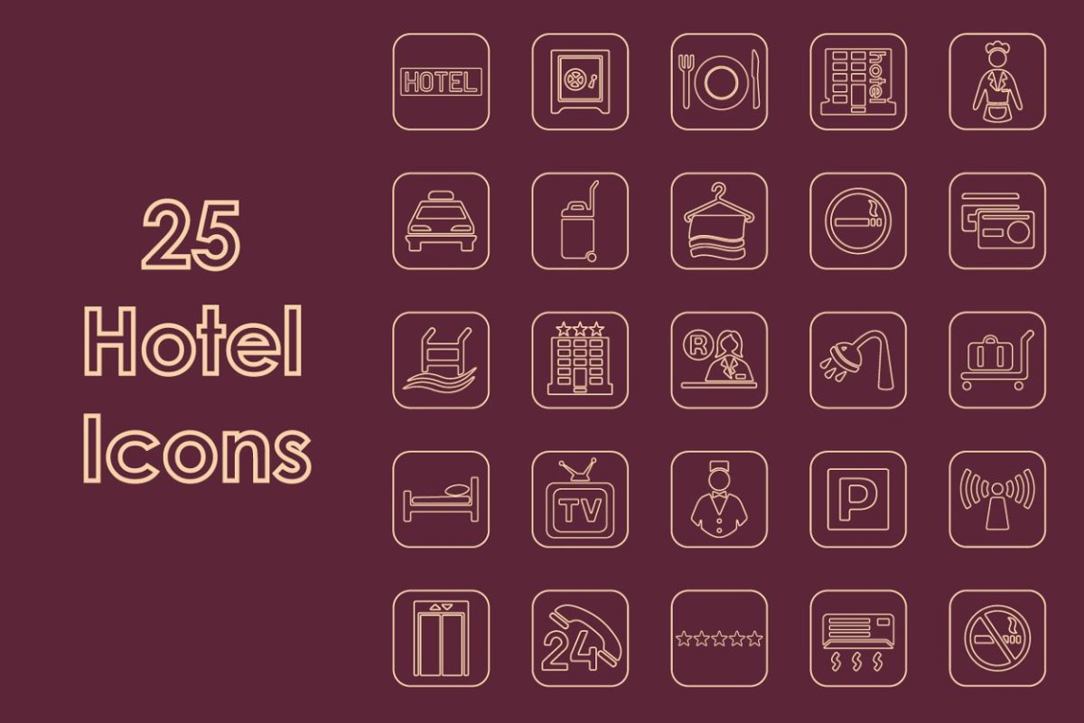 简单的酒店图标素材 25 HOTEL simple icons