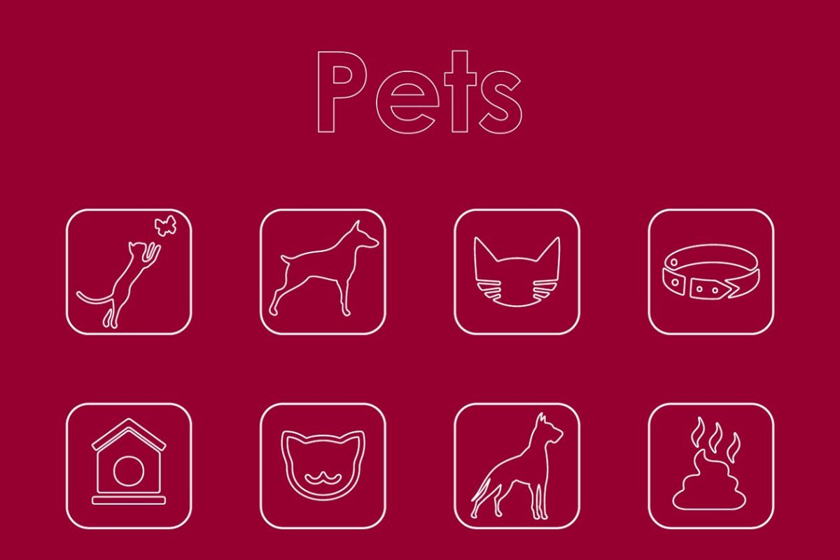 宠物图标素材 Set of pets simple icons
