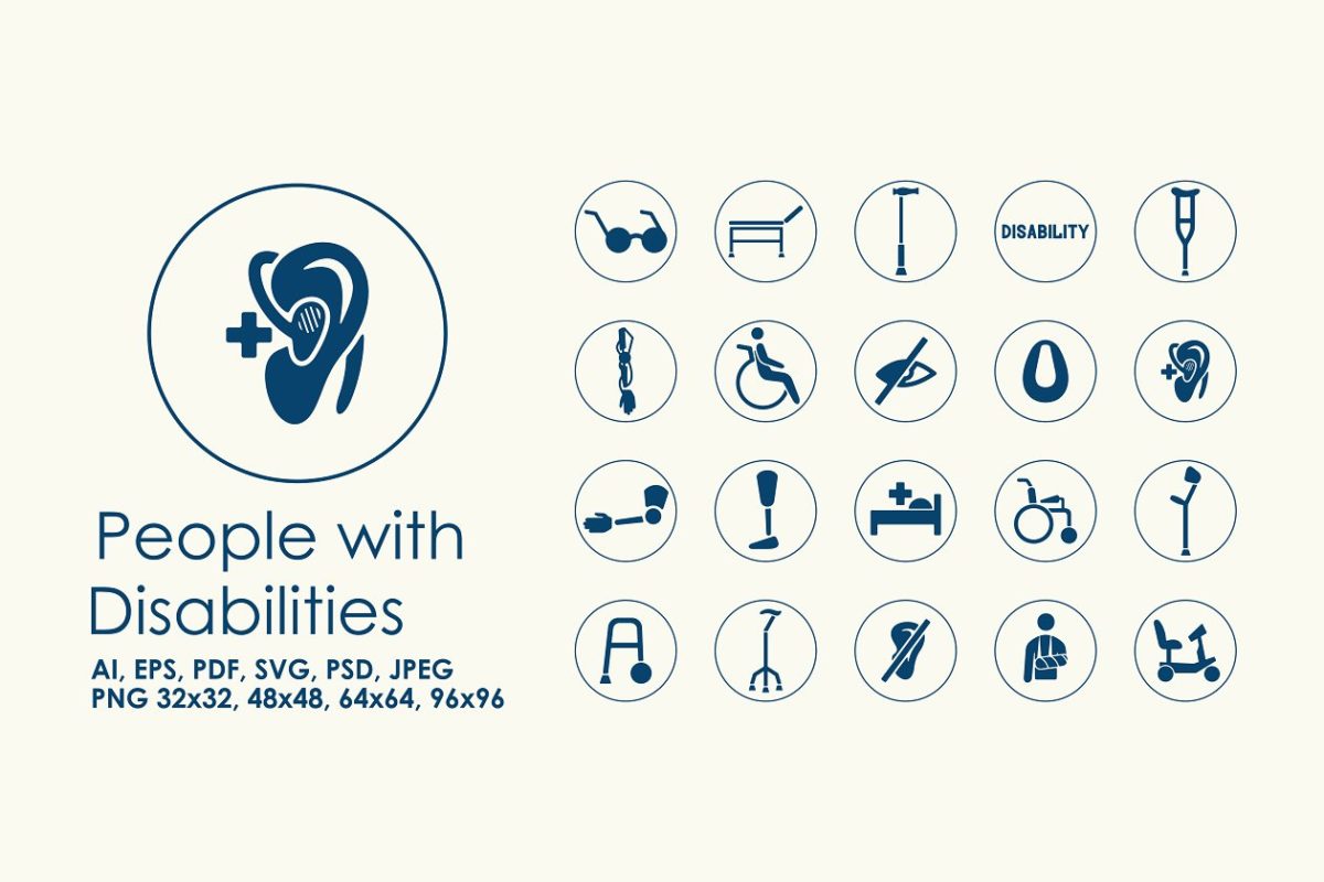20个残疾人相关的图标合集 20 people with disabilities icons