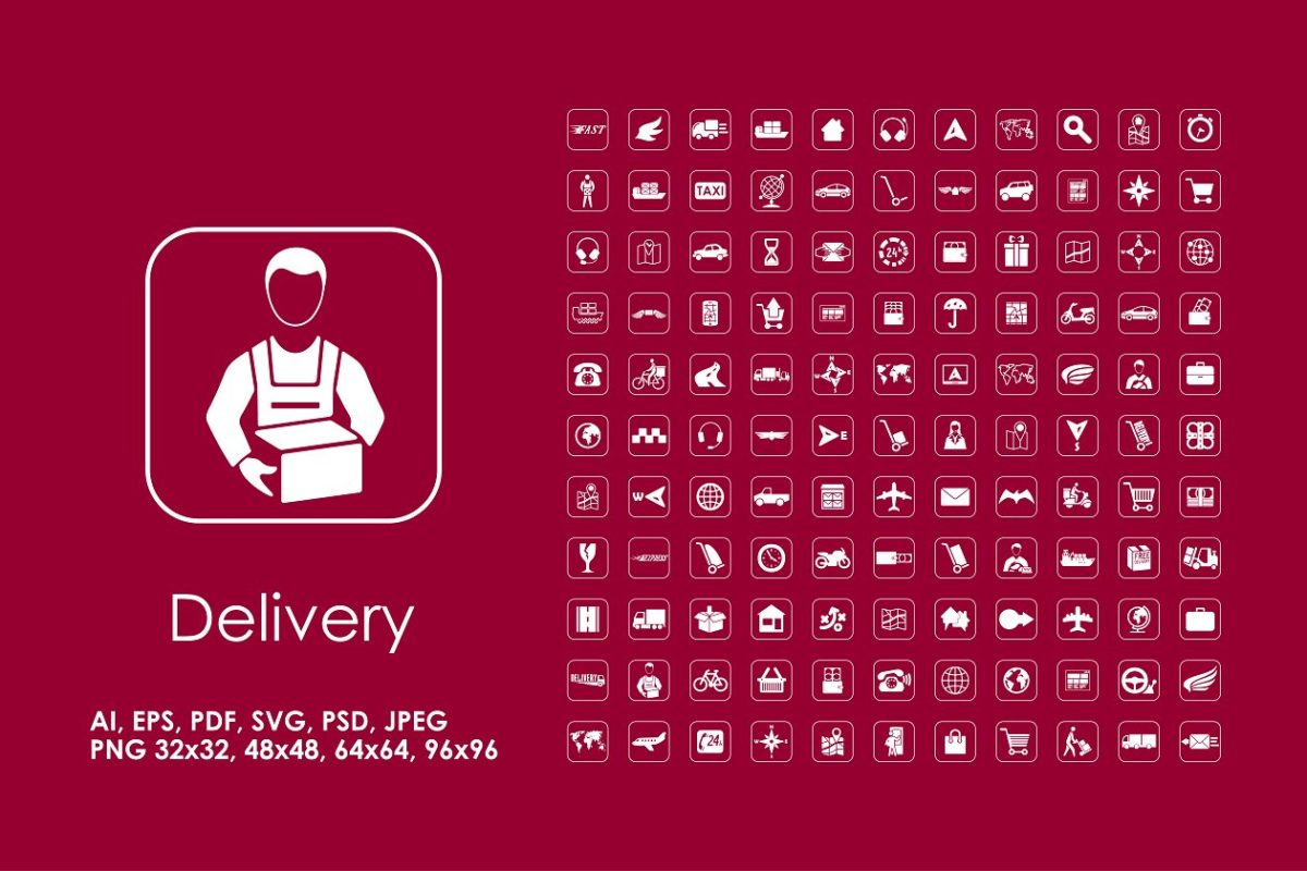 物流矢量图标素材 121 delivery icons
