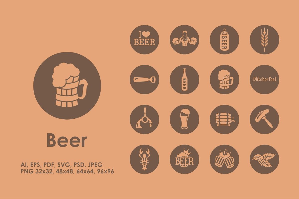 啤酒图标素材 16 beer icons
