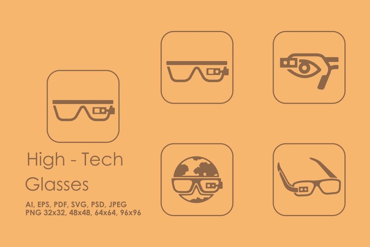 4个高科技眼镜图标 4 high-tech glasses icons