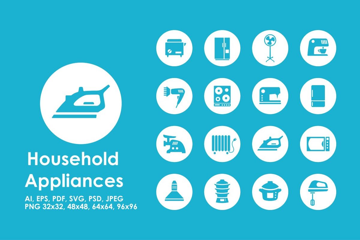 家电矢量图标素材 16 household appliances icons