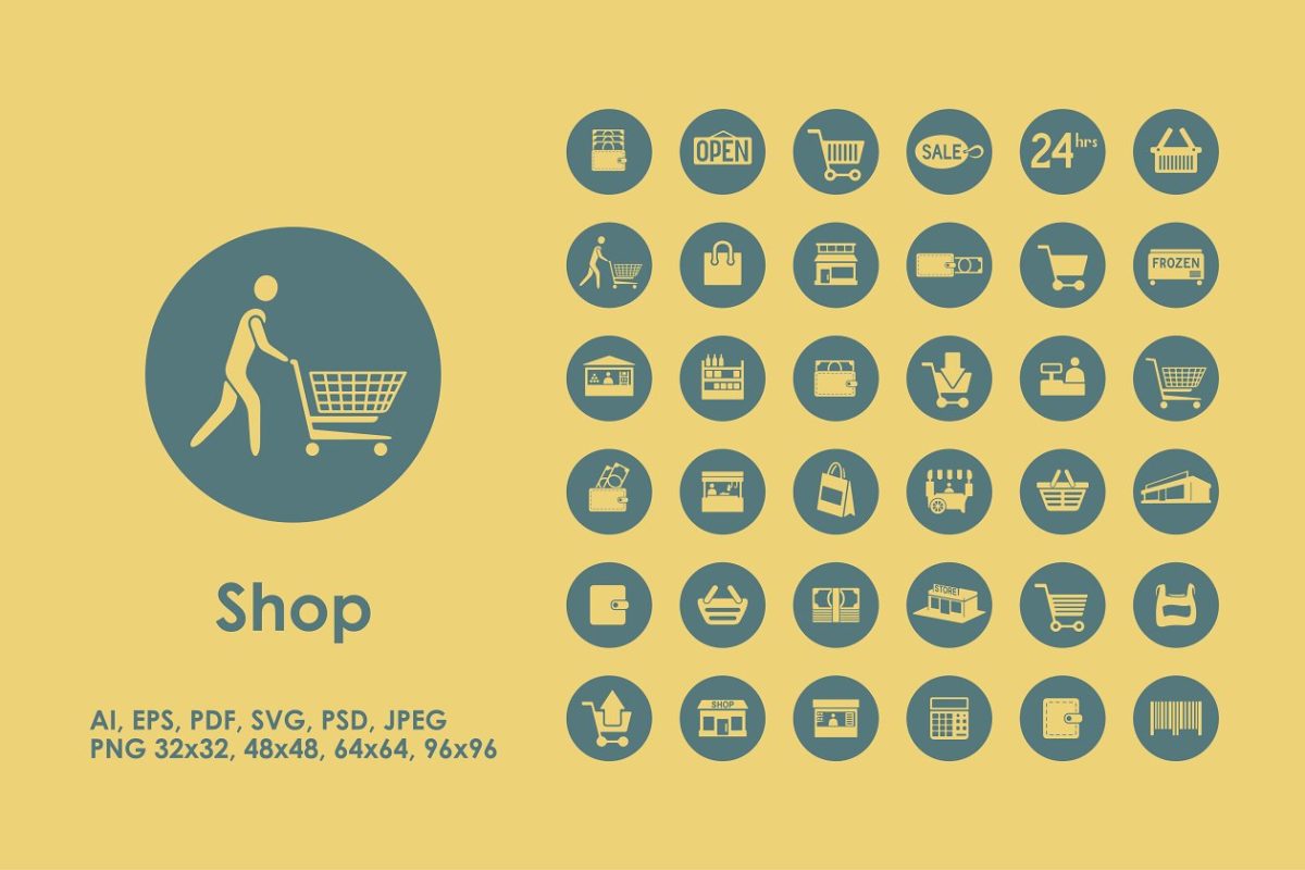 商店购物矢量图标素材 36 shop icons