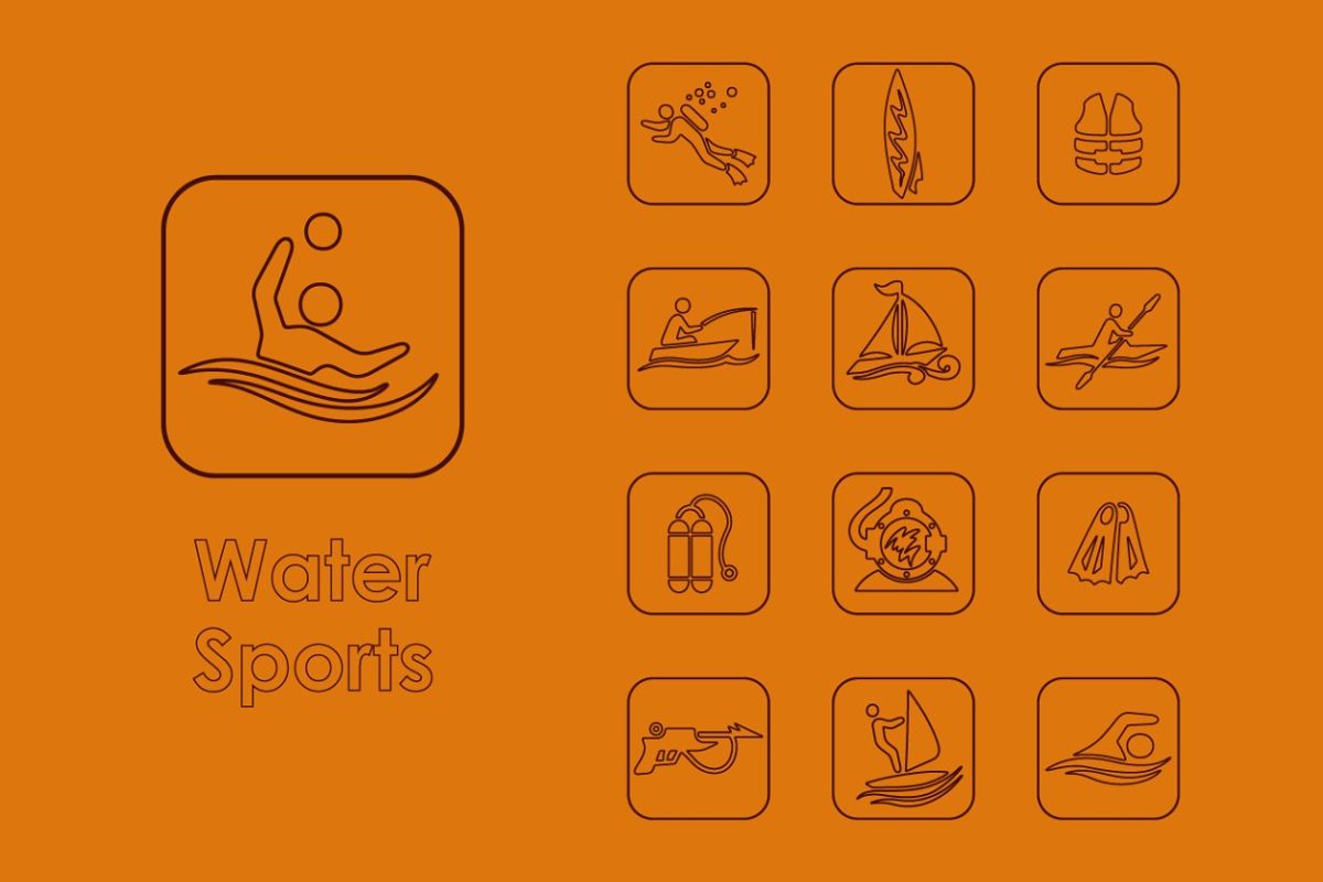 水上运动图标 16 water sports simple icons