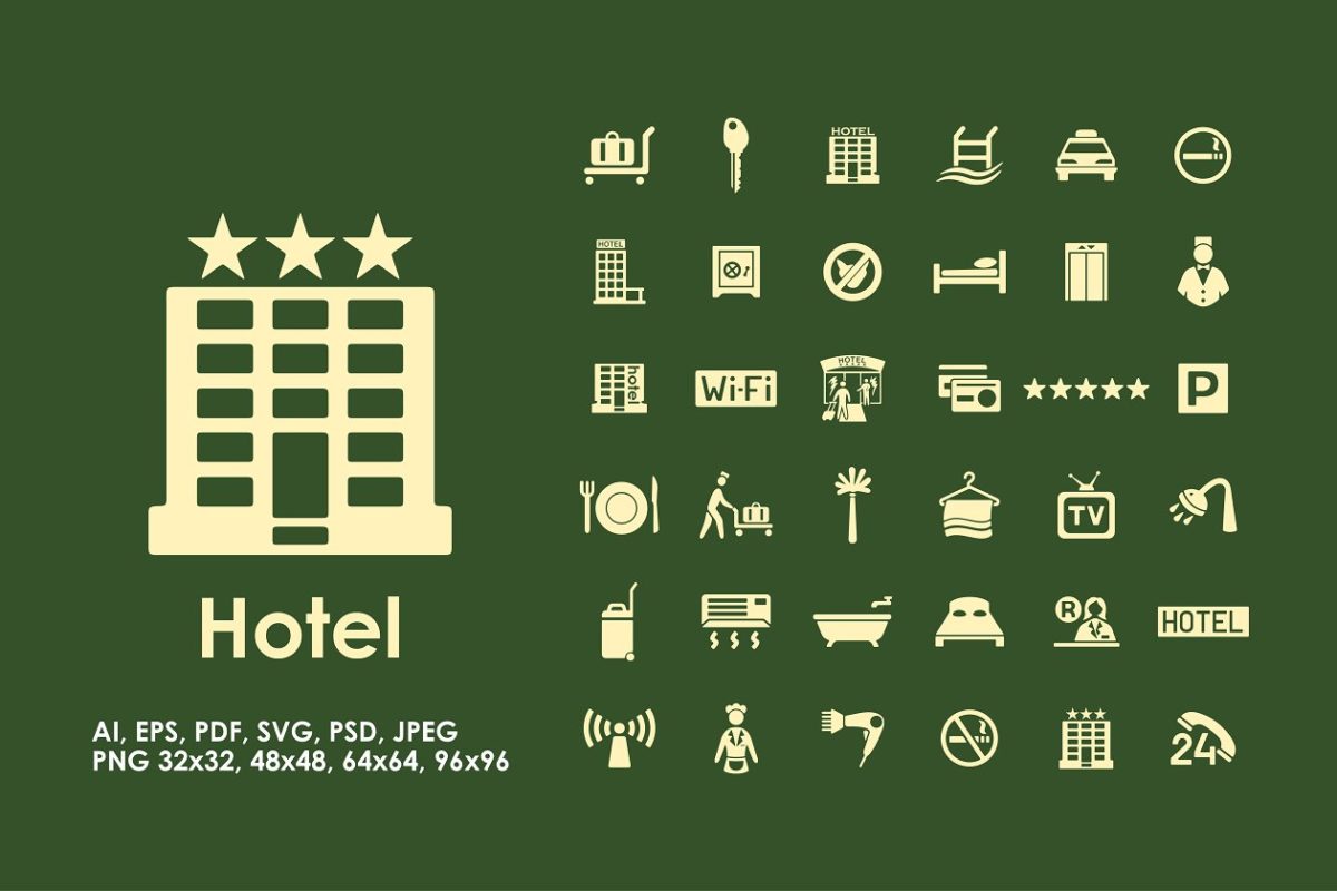 36酒店相关功能指示图标 36 hotel icons