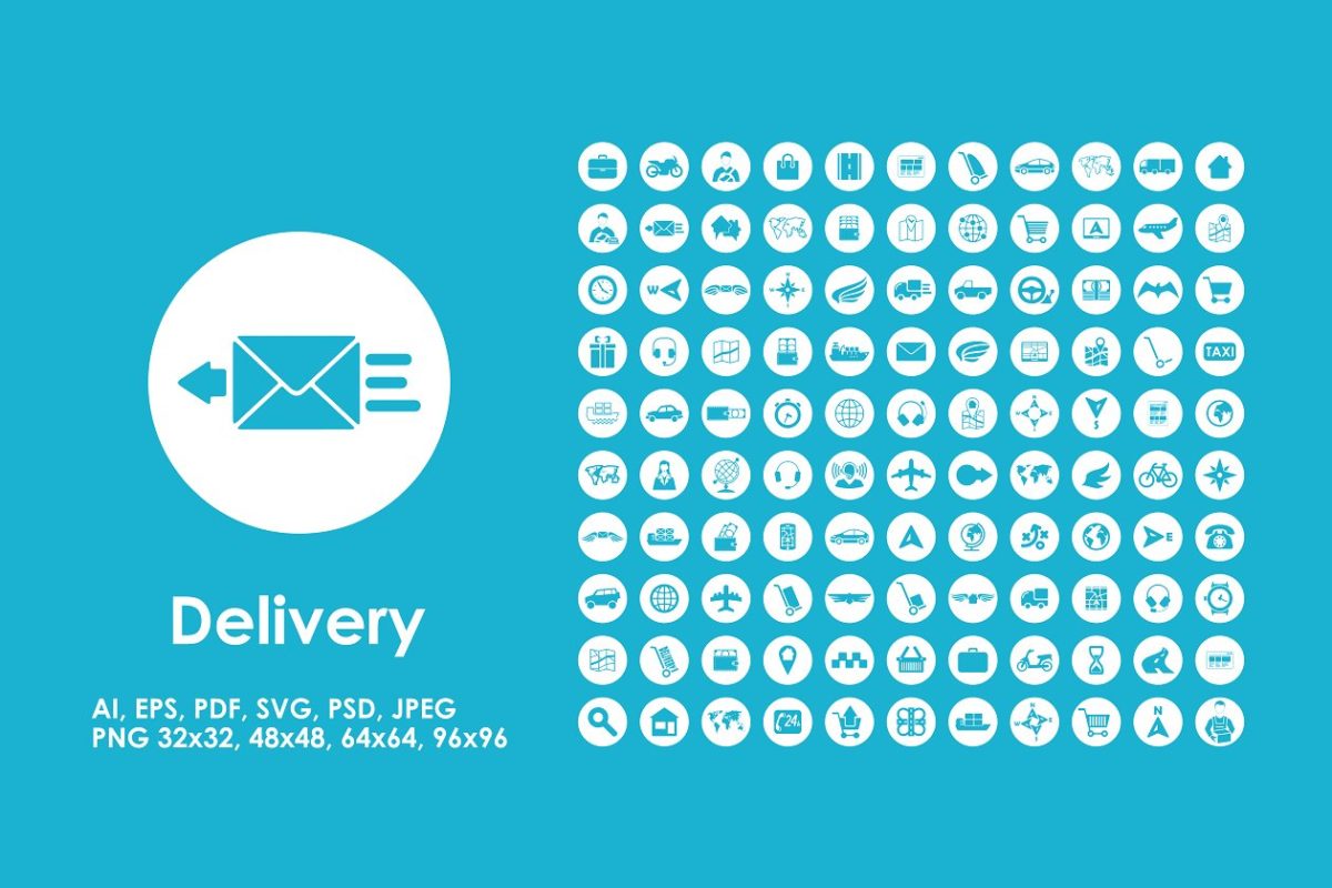 快递物流图标素材 100 delivery icons