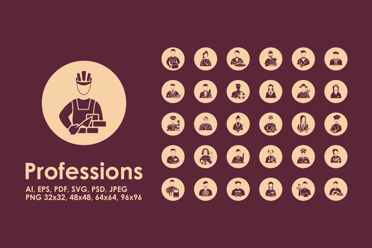 职业矢量图标 30 professions icons