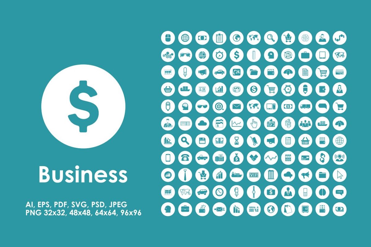 商业矢量图标素材 121 BUSINESS simple icons
