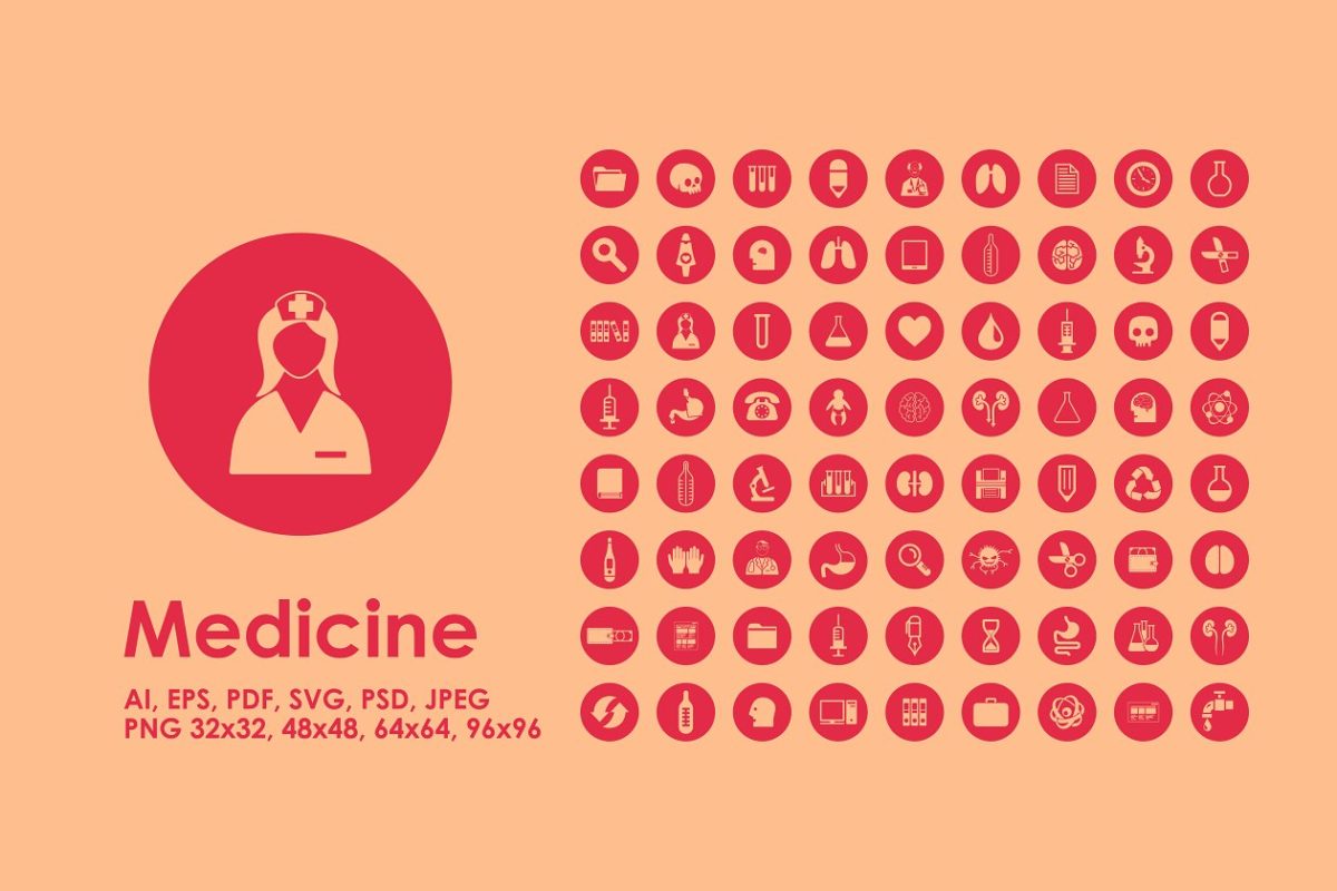 医疗矢量图标素材 72 medicine icons