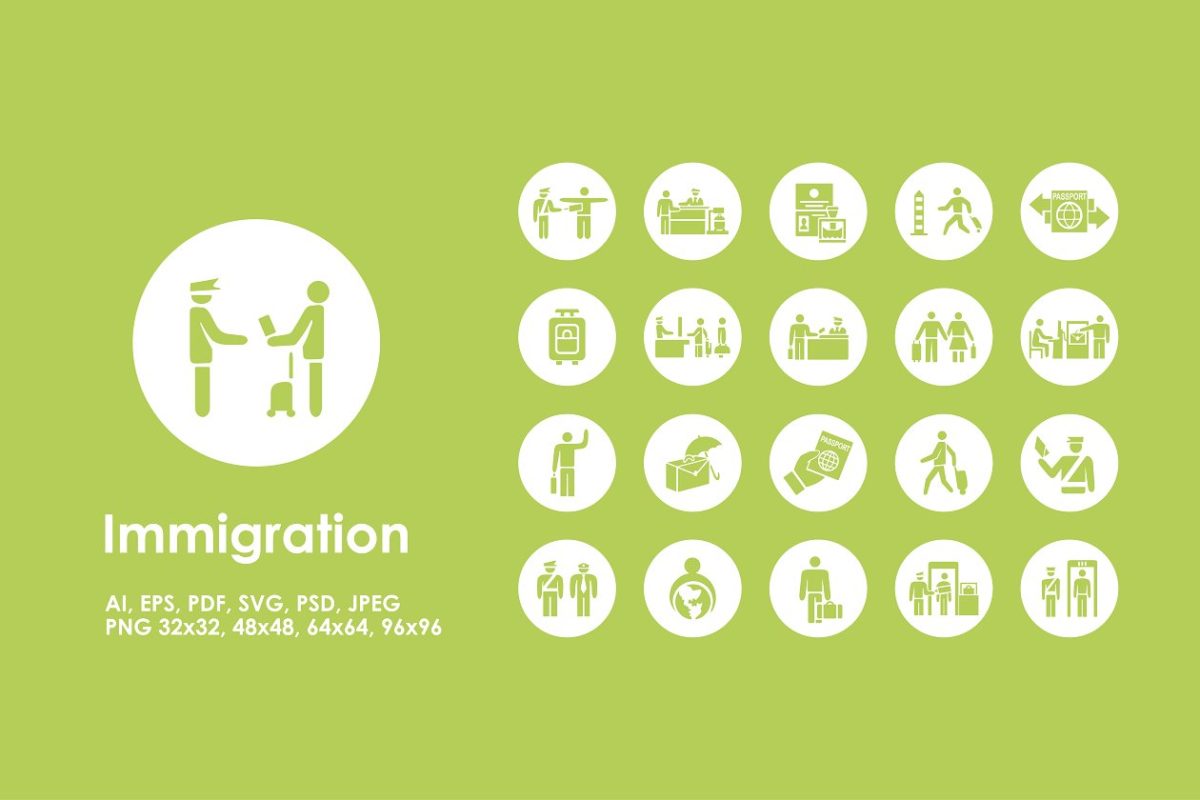 简单的移民图标 Immigration simple icons