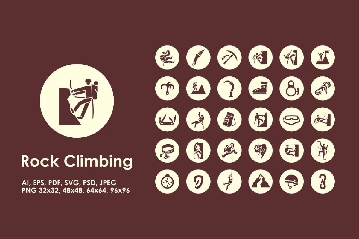 简单的攀岩图标 Rock Climbing simple icons