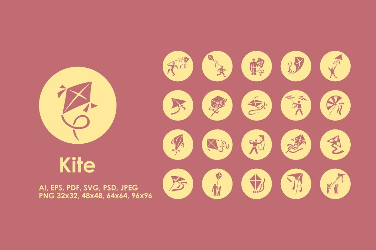各种各样的风筝图标 Kite simple icons