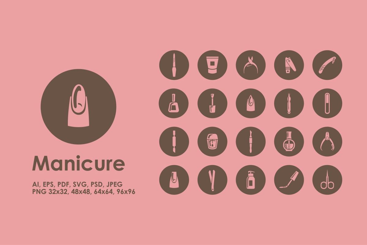 美容美甲主题图标套装 Manicure simple icons