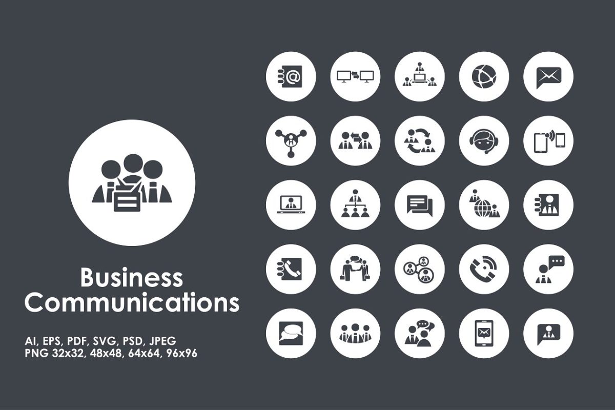商业沟通图标素材 Business Communication simple icons