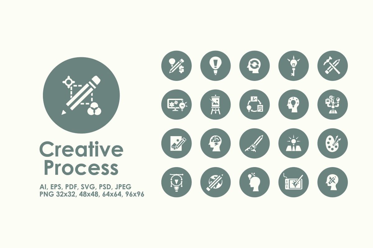 创作过程简单的图标套装 Creative Process simple icons