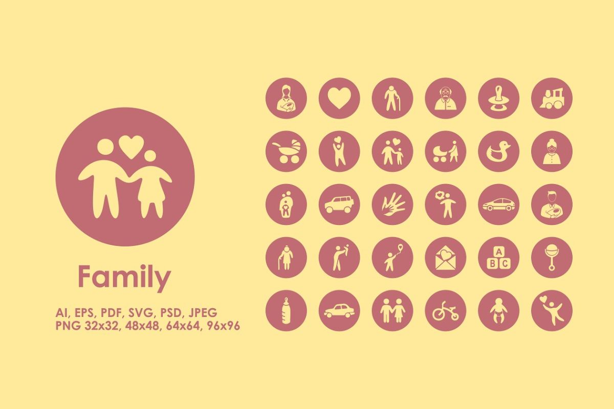家庭矢量图标 Family icons