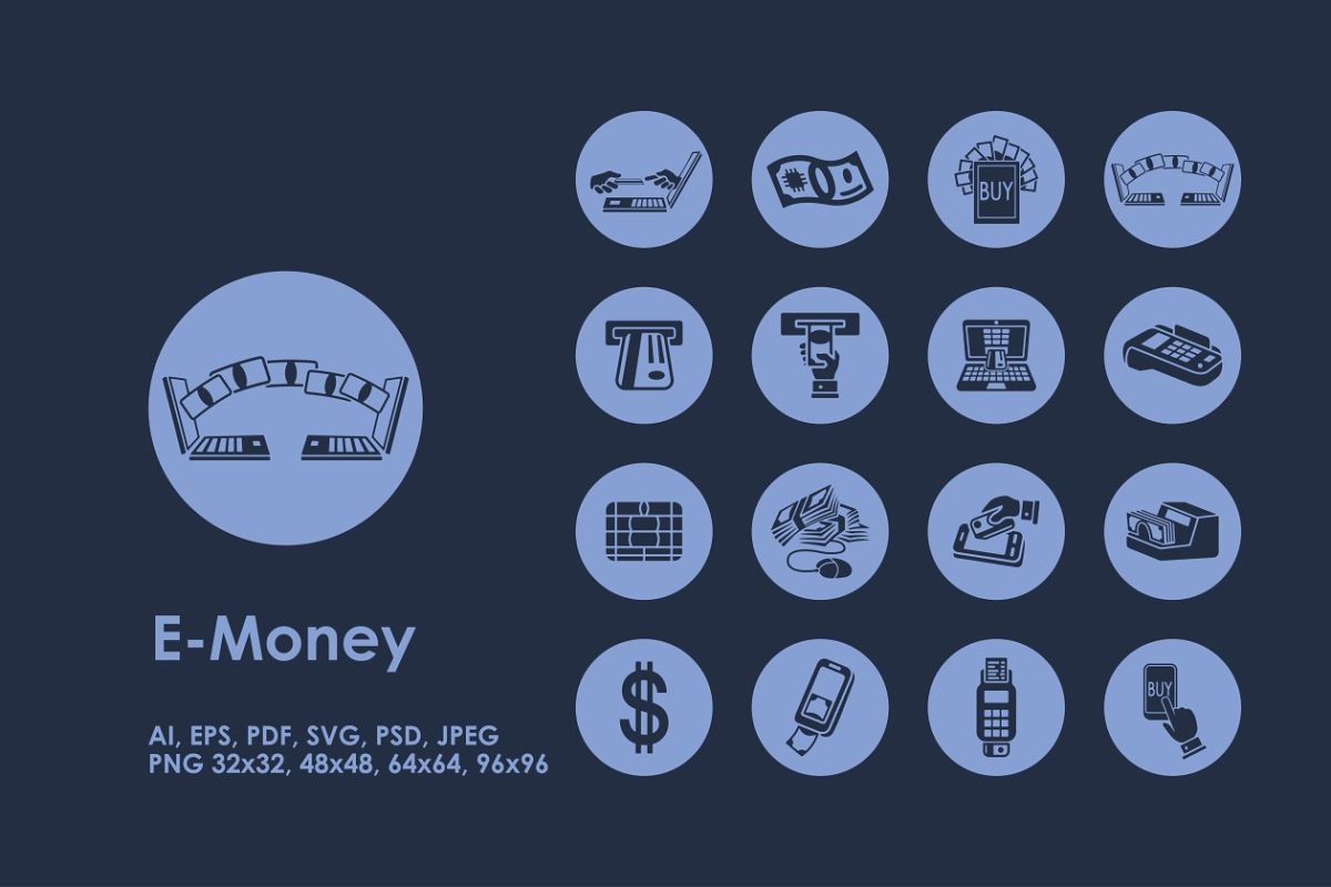 金融电子货币图标 E-Money icons