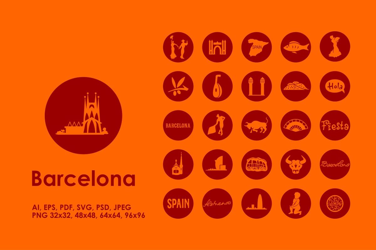 巴塞罗那元素图标 Barcelona icons