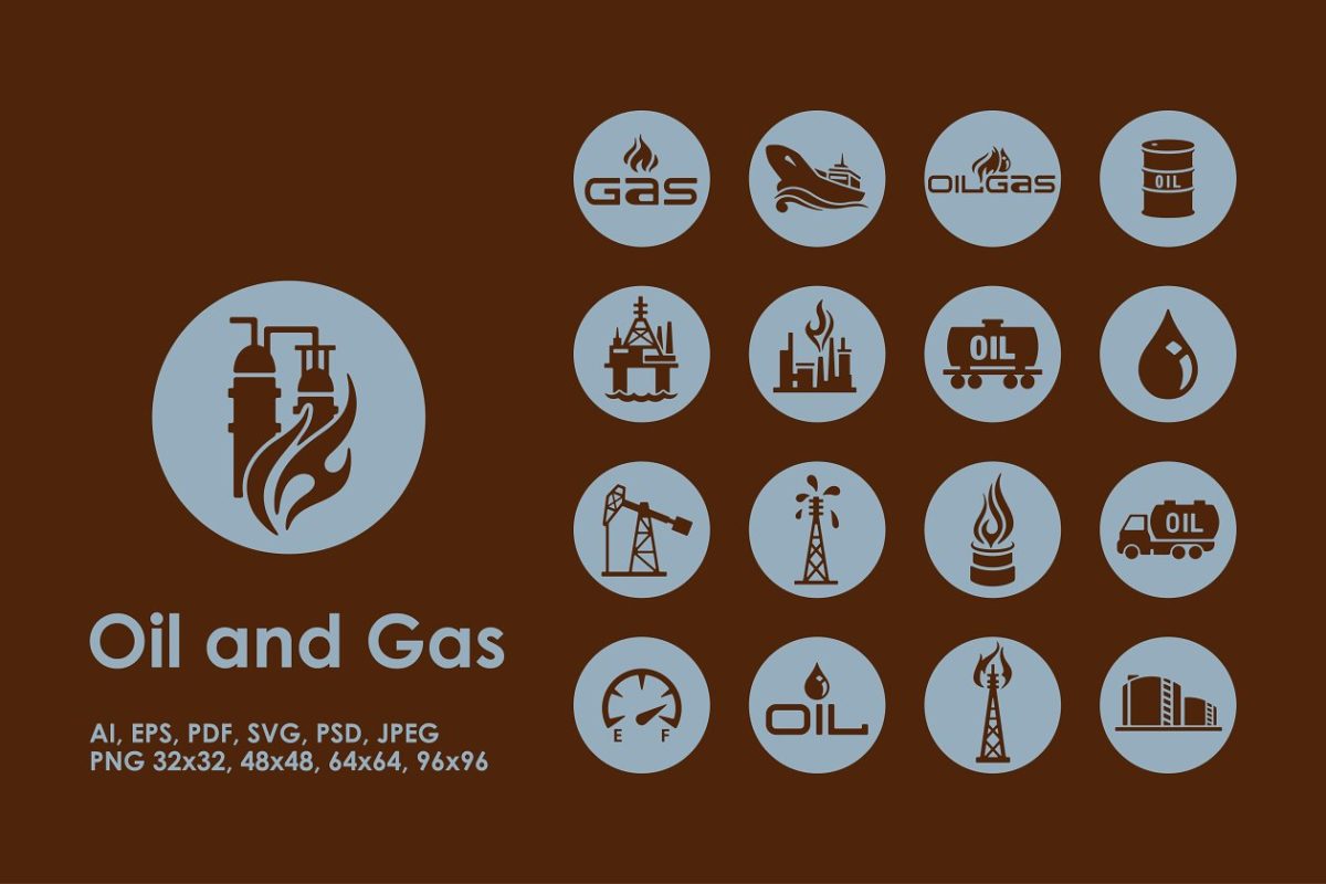 天然气石油能源矢量图标 Oil and gas icons