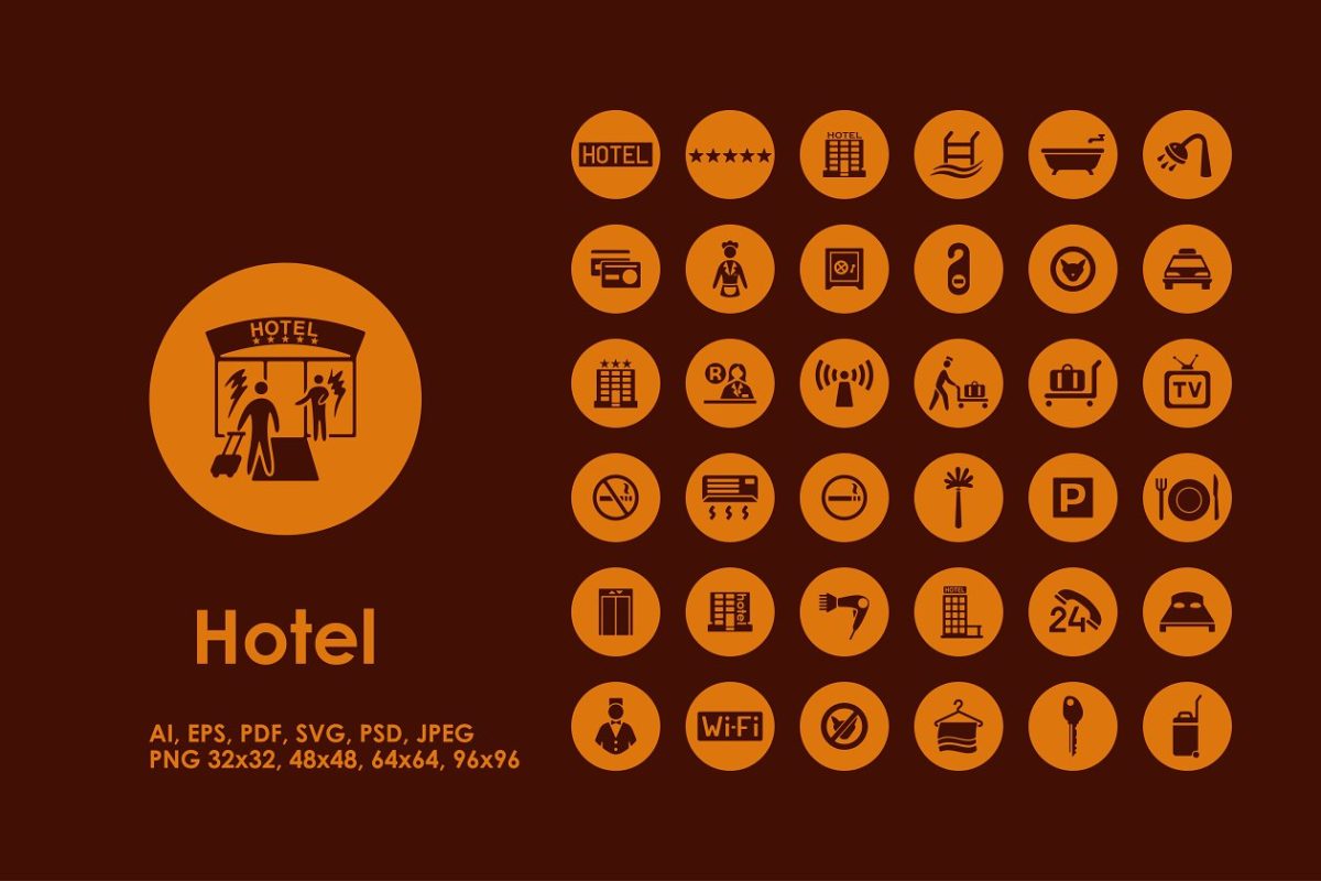 酒店矢量图标 Hotel icons