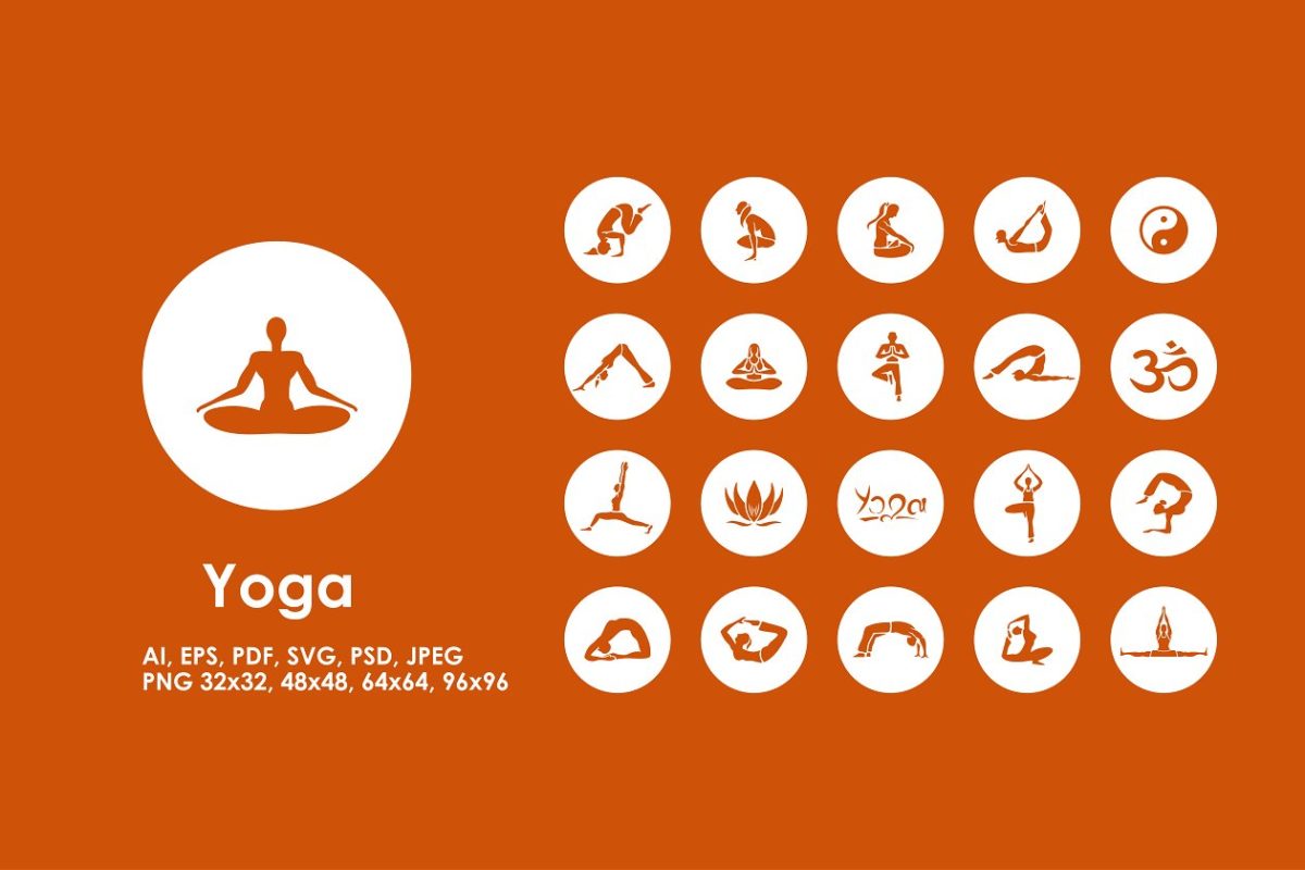 瑜伽图标素材 Yoga icons