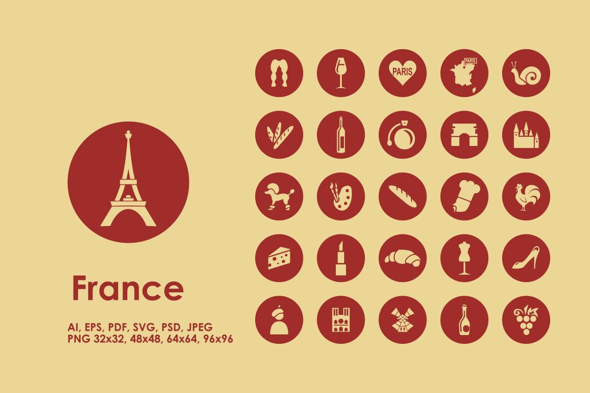 简单的法国图标 France simple icons