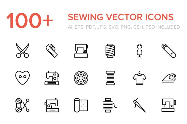 缝纫图标素材 100+ Sewing and Stitching Icons