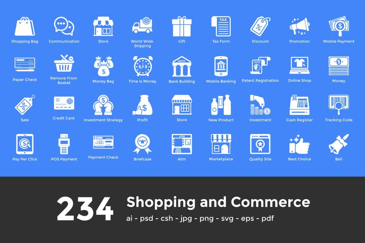 电商购物矢量图标素材 234 Shopping Glyph Icons