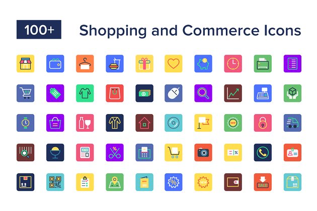 100+购物和商业图标设计 100+ Shopping and Commerce Icons