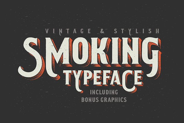 经典海报字体 VIntage "Smoking typeface" & Poster