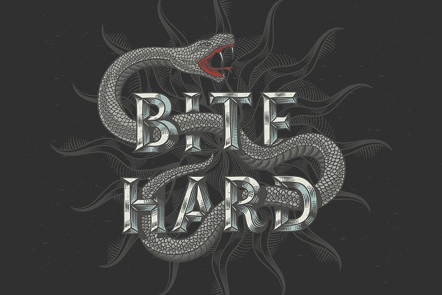 蛇图腾纹身设计插画 Bite Hard vector tattoo design