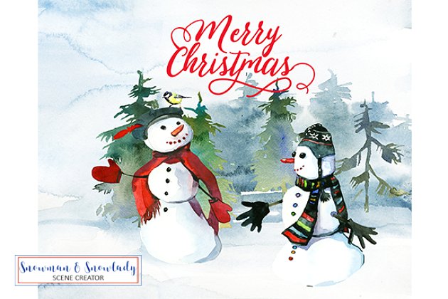 雪人圣诞剪贴画集 Snowmen Christmas Clipart Collection