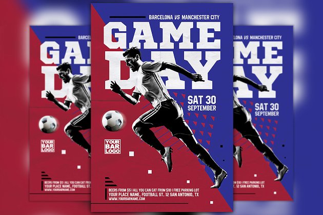 足球比赛日传单模板 Soccer Game Day Flyer Template