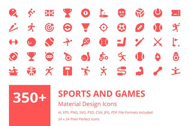 350+运动和游戏材料图标 350+ Sports and Games Material Icons