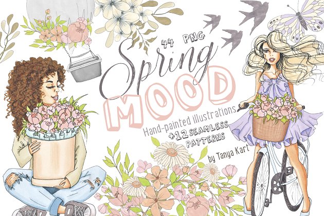 春季情调水彩插画合集 Spring Mood Design Kit