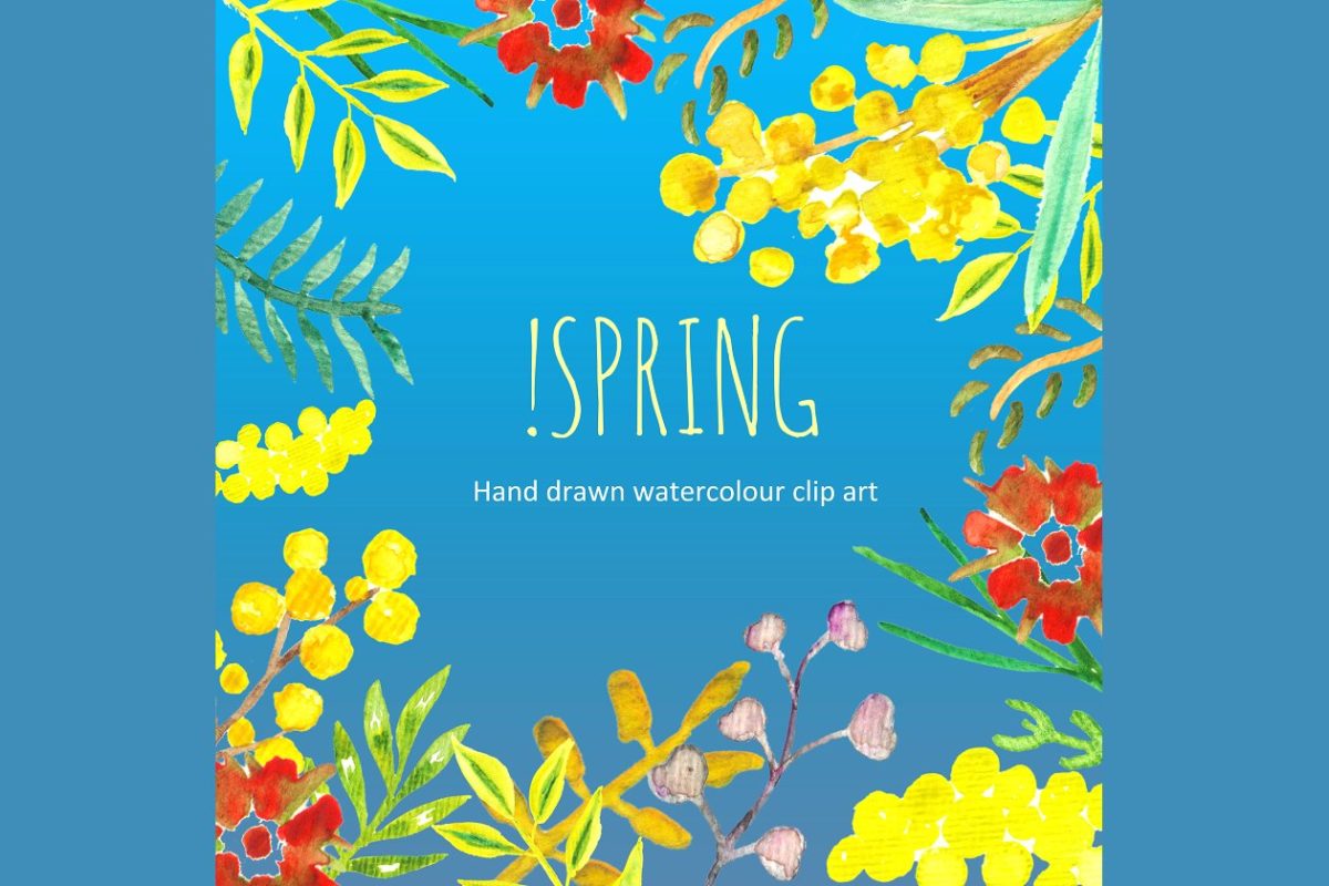 春季水彩花卉素材 Spring Watercolor Clipart