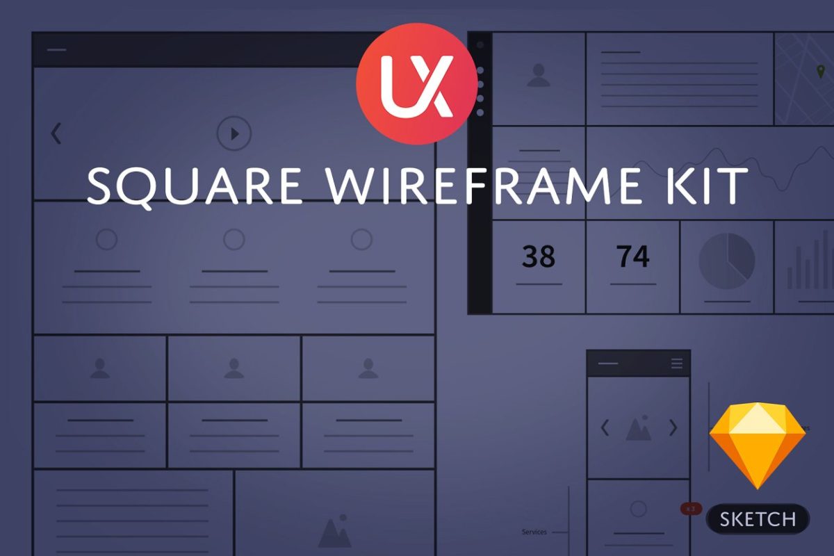 UI线框图设计 Square Wireframe Kit