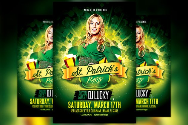 圣帕特里克节派对传单 St. Patrick’s Day Party Flyer